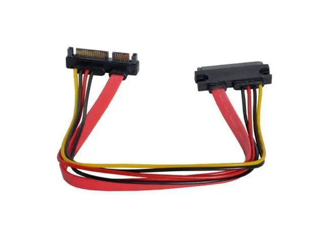 Alt view image 6 of 6 - Down Angled SATA III 3.0 7+15 22 Pin SATA Male to Female Data Power Extension Cable 30cm SA-065-DN