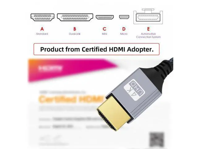 Alt view image 3 of 7 - 0.3m HDMI 2.0 Male to HDMI Type-A Male 4K 60hz Cable with Sleeve Straight Connector for HDTV Computer Laptop Monitor