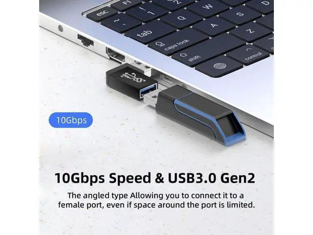 Alt view image 7 of 7 - HKCY 10Gbps USB3.0 Male to Female Extension Power Data Video Adapter 90 Degree Left Angled Type