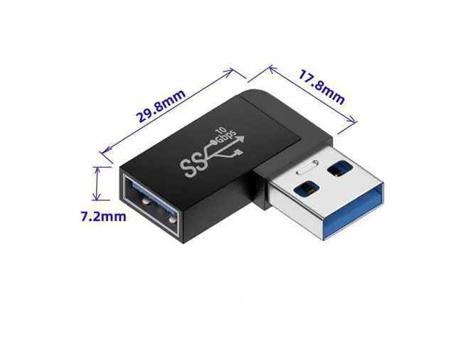 Alt view image 6 of 7 - HKCY 10Gbps USB3.0 Male to Female Extension Power Data Video Adapter 90 Degree Right Angled Type