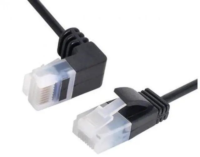 Alt view image 4 of 6 - 3.0M Ultra Slim Cat6 Ethernet Cable RJ45 Down Angled to Straight UTP Network Cable Patch Cord 90 Degree Cat6a Lan for Laptop Router TV BOX