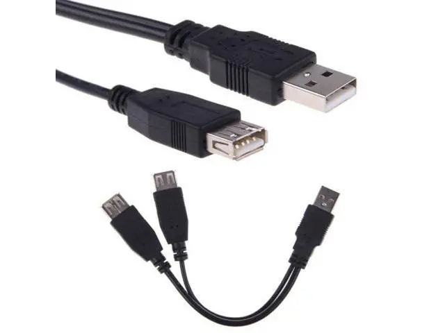Alt view image 2 of 7 - SM USB 2.0 A Male to Dual Data USB 2.0 A Female + Power Cable USB 2.0 A Female Extension Cable 20cm