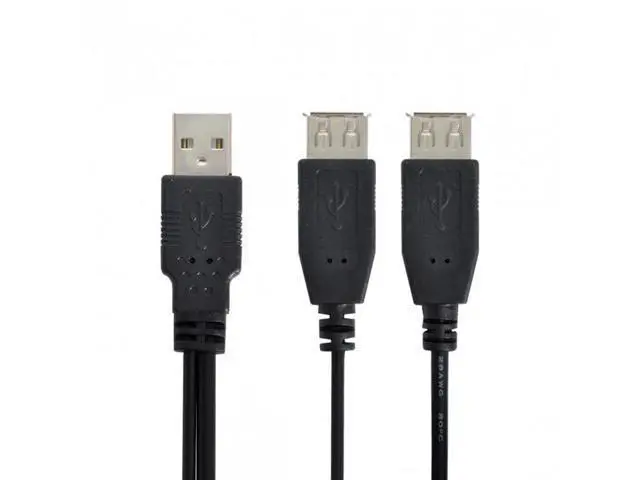Alt view image 6 of 7 - SM USB 2.0 A Male to Dual Data USB 2.0 A Female + Power Cable USB 2.0 A Female Extension Cable 20cm