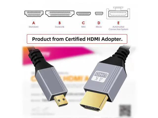 Alt view image 2 of 7 - 0.3m HDMI 2.0 Male to Micro HDMI Type-D Male 4K 60hz Cable with Sleeve Straight Connector for HDTV Computer Laptop Monitor