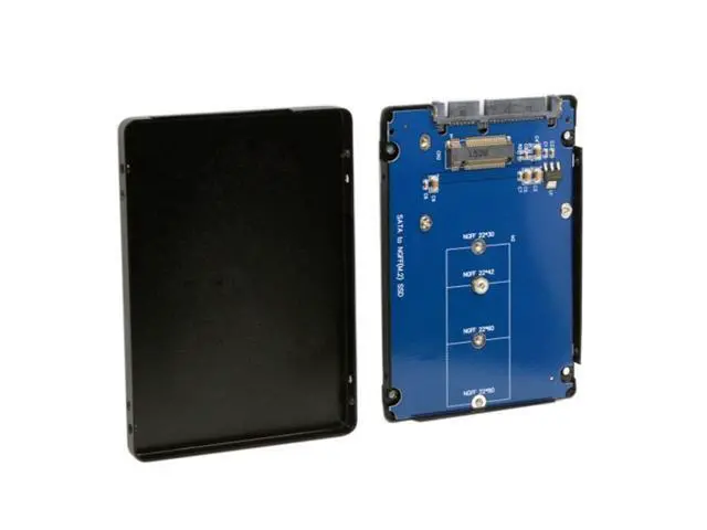Alt view image 3 of 7 - B+M Key Socket 2 M.2 NGFF (SATA) SSD to 2.5 SATA Adapter Card Adapter with Black Metal Case SA-104-BK