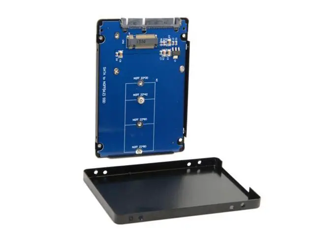 Alt view image 5 of 7 - B+M Key Socket 2 M.2 NGFF (SATA) SSD to 2.5 SATA Adapter Card Adapter with Black Metal Case SA-104-BK
