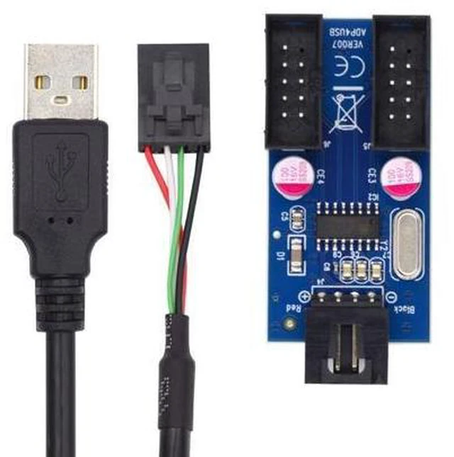Main image of HKCY USB 2.0 Type-A Male 1 to 2 Female Motherboard 9pin Header Extension HUB Connector Adapter Port Multilier