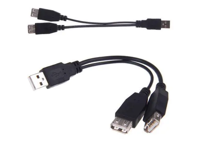 Alt view image 2 of 5 - USB 2.0 A Male to Dual Data USB 2.0 A Female + Power Cable USB 2.0 A Female Extension Cable 20cm U2-236