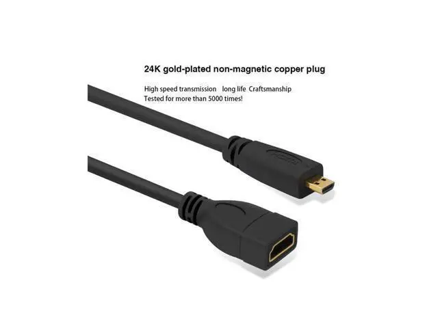 Alt view image 4 of 6 - Micro HDMI Male to HDMI Female Adapter Short Cable 4K 60hz UHD Cord 10cm for Camera Laptop HDTV Monitor