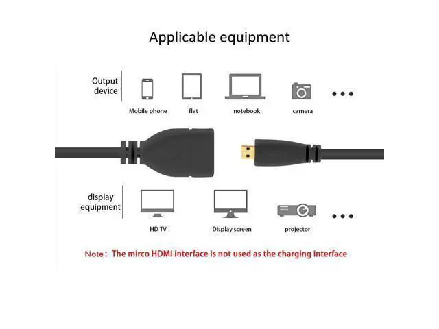 Alt view image 6 of 6 - Micro HDMI Male to HDMI Female Adapter Short Cable 4K 60hz UHD Cord 10cm for Camera Laptop HDTV Monitor