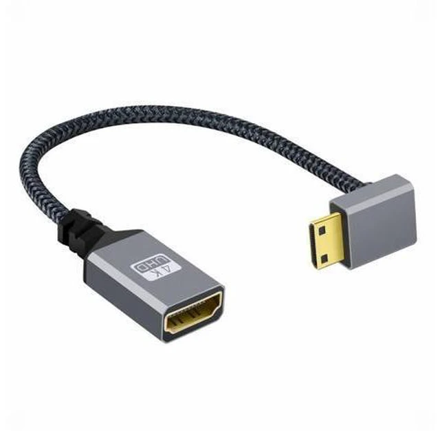 Alt view image 2 of 7 - 4K Type-C MINI HDMI 1.4 Male 90 Degree Down Angled to HDMI Female Extension Cable for DV MP4 Camera DC Laptop