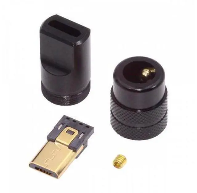 Main image of Micro USB2.0 5Pin Male Plug Connector Solder Type with Aluminum Alloy Shell Black Customization for 4.0mm~6.0mm Cable