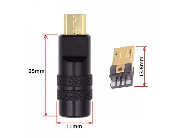 Alt view image 6 of 7 - Micro USB2.0 5Pin Male Plug Connector Solder Type with Aluminum Alloy Shell Black Customization for 4.0mm~6.0mm Cable