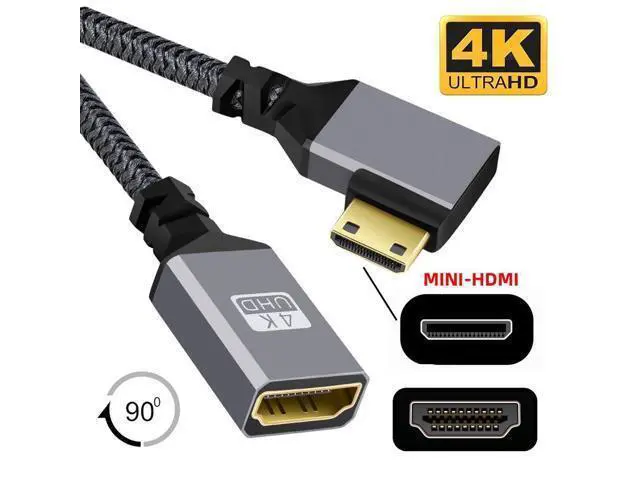 Alt view image 3 of 7 - HKCY 4K Type-C MINI HDMI 1.4 Male 90 Degree Right Angled to HDMI Female Extension Cable for DV MP4 Camera DC Laptop