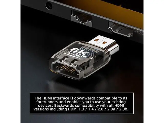 Alt view image 4 of 7 - Cable 3pcs/set HDMI Male to HDMI 2.1 Female UHD Extension Adapter Extender with Smart LED Light Support 8K 60hz HDTV