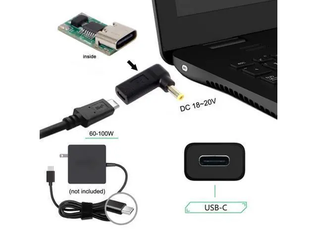 Alt view image 5 of 5 - USB 3.1 Type C USB-C to 5.5*2.5mm Adapter 90 Degree Angled