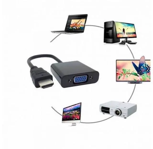 Alt view image 6 of 7 - hdmi input to VGA female output projectors monitors adapter PC Laptop Black