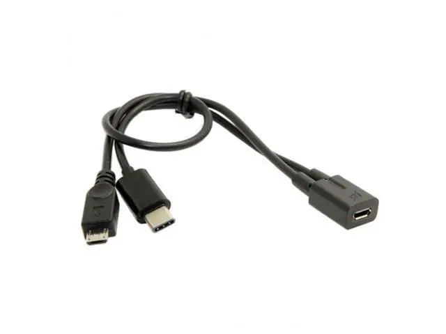 Alt view image 5 of 6 - SM Micro USB Female to USB-C Type C USB 3.1 & Micro USB Male Splitter Extension Charge Cable