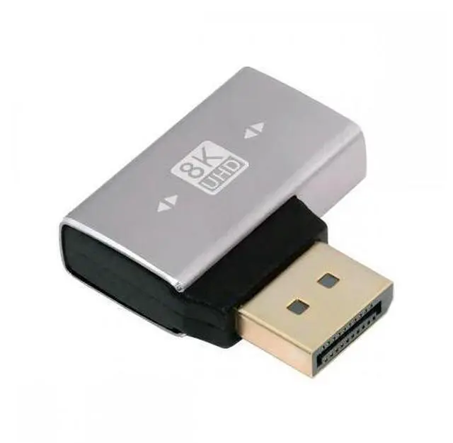 Main image of Left Angled DisplayPort 1.4 Male to DP Female 8K 60hz Adapter Ultra-HD UHD 4K 144hz 90 Degree for Video PC Laptop Monitor