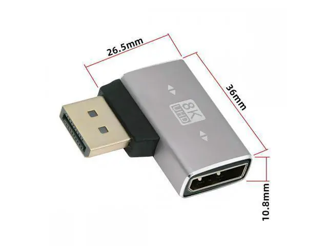 Alt view image 3 of 7 - Left Angled DisplayPort 1.4 Male to DP Female 8K 60hz Adapter Ultra-HD UHD 4K 144hz 90 Degree for Video PC Laptop Monitor