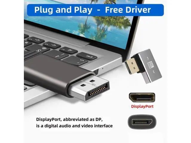 Alt view image 4 of 7 - Left Angled DisplayPort 1.4 Male to DP Female 8K 60hz Adapter Ultra-HD UHD 4K 144hz 90 Degree for Video PC Laptop Monitor
