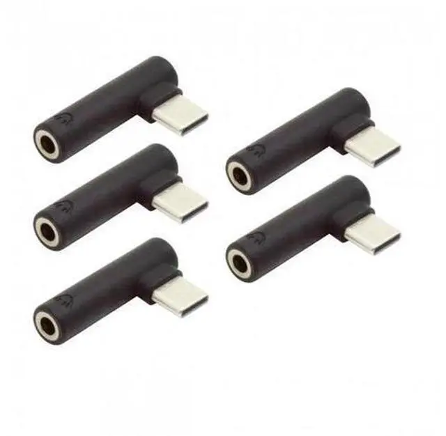 Main image of 5pcs/set Type-C to 3.5mm Earphone Adapter 90 Degree Angled Type USB-C 3.1 Male to AUX Audio Female