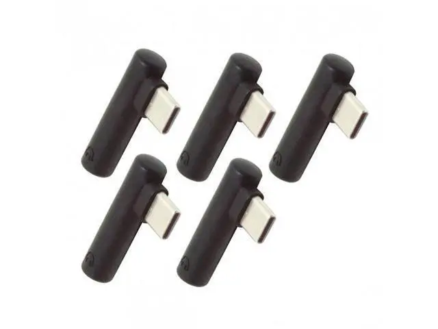 Alt view image 4 of 7 - 5pcs/set Type-C to 3.5mm Earphone Adapter 90 Degree Angled Type USB-C 3.1 Male to AUX Audio Female