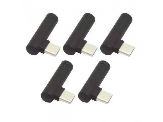 Alt view image 3 of 7 - 5pcs/set Type-C to 3.5mm Earphone Adapter 90 Degree Angled Type USB-C 3.1 Male to AUX Audio Female