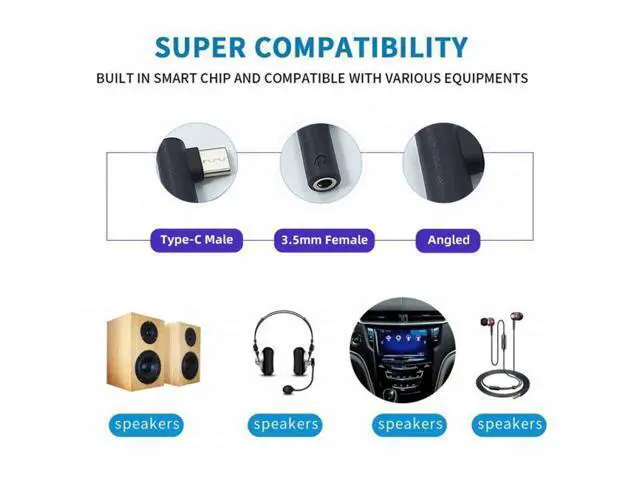 Alt view image 5 of 7 - 5pcs/set Type-C to 3.5mm Earphone Adapter 90 Degree Angled Type USB-C 3.1 Male to AUX Audio Female