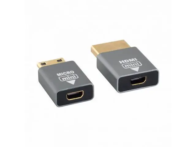 Alt view image 3 of 7 - 2pcs/set Compatible Micro HDMI Female to Mini Male HDMI 1.4 Male Adapter 4K@60hz