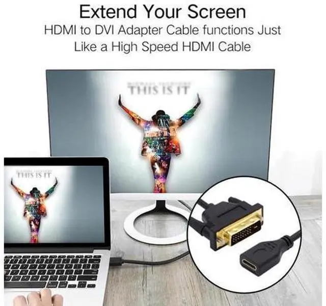 Alt view image 4 of 7 - HKCY DVI 24+1 Male to Mini HDMI 1.4 Type-C 4K Female Extension Cable for Computer HDTV Graphics Card UHD