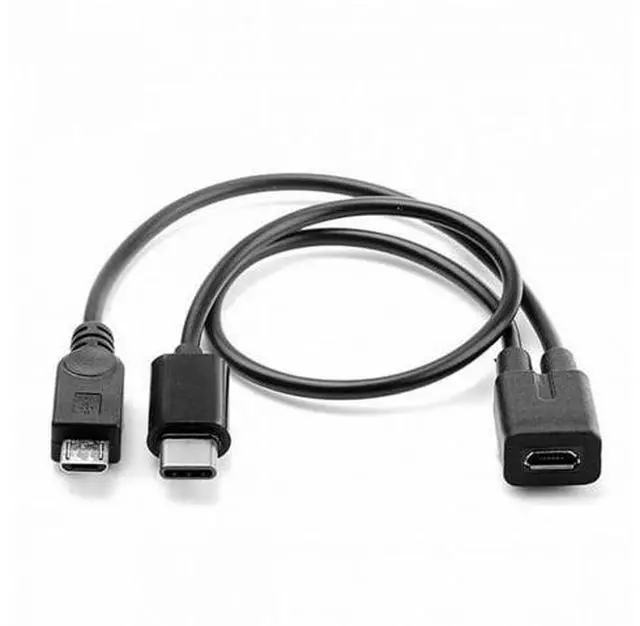 Alt view image 4 of 6 - Micro USB Female to Type-C USB-C USB 3.1 Micro USB Male Splitter Extension Charge Cable