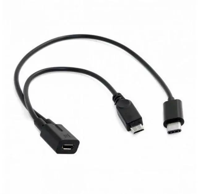 Alt view image 5 of 6 - Micro USB Female to Type-C USB-C USB 3.1 Micro USB Male Splitter Extension Charge Cable