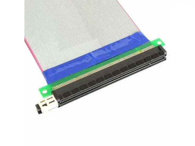Alt view image 2 of 7 - SM PCI-E Express 16X to 16x Male to Female Riser Extender Card Ribbon Cable 20cm