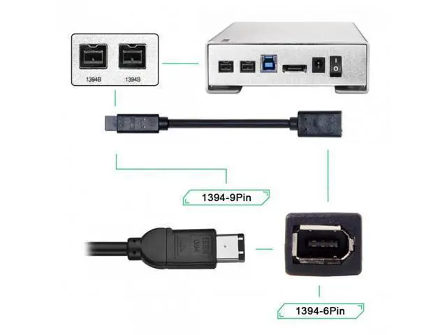 Alt view image 5 of 7 - HKCY CA-012 IEEE 1394 6Pin Female to 1394b 9Pin Male Firewire 400 to 800 Cable 20cm