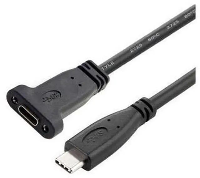 Main image of USB-C USB 3.1 Type-C Male to Female Extension Data Cable with Panel Mount Screw Hole