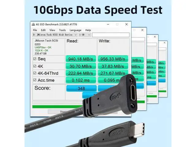 Alt view image 5 of 7 - USB-C USB 3.1 Type-C Male to Female Extension Data Cable with Panel Mount Screw Hole