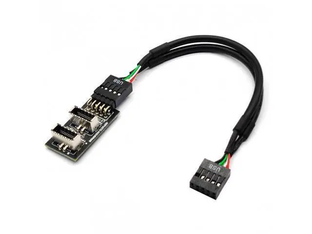 Alt view image 3 of 7 - Dual USB 3.1 Front Panel Socket Key-A Type-E to USB 2.0 9Pin 10Pin Mainboard Header Male Cable Extension Adapter
