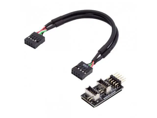 Alt view image 4 of 7 - Dual USB 3.1 Front Panel Socket Key-A Type-E to USB 2.0 9Pin 10Pin Mainboard Header Male Cable Extension Adapter