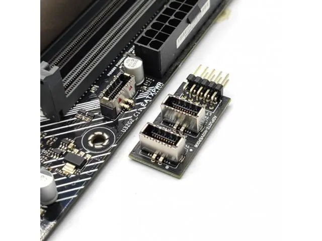 Alt view image 5 of 7 - Dual USB 3.1 Front Panel Socket Key-A Type-E to USB 2.0 9Pin 10Pin Mainboard Header Male Cable Extension Adapter