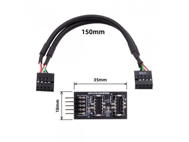 Alt view image 7 of 7 - Dual USB 3.1 Front Panel Socket Key-A Type-E to USB 2.0 9Pin 10Pin Mainboard Header Male Cable Extension Adapter