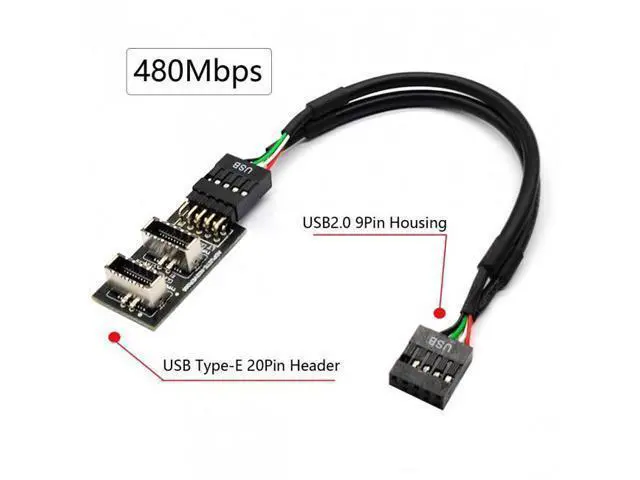 Alt view image 6 of 7 - Dual USB 3.1 Front Panel Socket Key-A Type-E to USB 2.0 9Pin 10Pin Mainboard Header Male Cable Extension Adapter