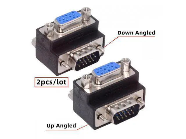 Alt view image 2 of 7 - Cable 2pcs/lot Up & Down Angled 90 Degree VGA RGB HDB15Pin Screw Type Male to Female Nut Type Extension Adapter for Monitor Displays