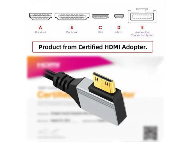 Alt view image 2 of 7 - 90 Degree Right Angled Mini HDMI 2.1 Ultra Thin HDTV Cable 8K 4K Hyper Super Flexible Slim Cord Type-A to Type-C for Camera HDTV