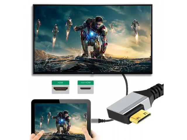 Alt view image 5 of 7 - 90 Degree Right Angled Mini HDMI 2.1 Ultra Thin HDTV Cable 8K 4K Hyper Super Flexible Slim Cord Type-A to Type-C for Camera HDTV