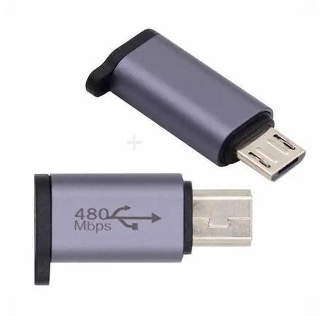 Main image of 2pcs/lot USB-C USB2.0 Type-C Female to Micro Mini USB Male Power Adapter 480Mbps Data with Chain Holes