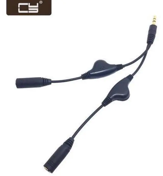 Main image of 3.5mm Stereo Male to Double 3.5mm Female Audio Headphone Y Splitter Cable with Volume Control Switch RC-120