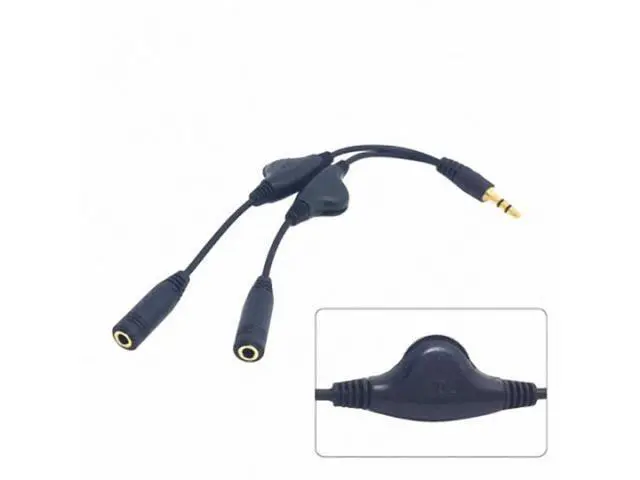 Alt view image 3 of 7 - 3.5mm Stereo Male to Double 3.5mm Female Audio Headphone Y Splitter Cable with Volume Control Switch RC-120
