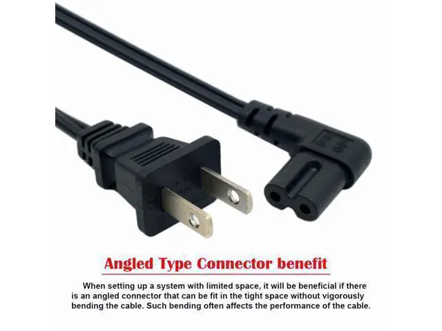 Alt view image 2 of 7 - SM USA 2pin Male to 90 Degree Right Angled IEC 320 C7 Power Supply Cord cable 1M