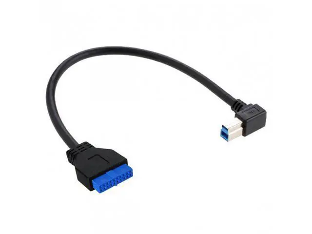 Alt view image 5 of 7 - SM 90 Degree Left angled USB 3.0 B Type Male to 3.0 Motherboard 19pin Header Cable 50cm